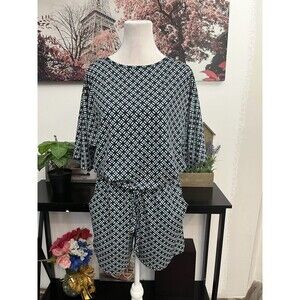 Jessica Howard Women’s Romper Small Dolman Sleeve Elastic Waist With Tie Pockets